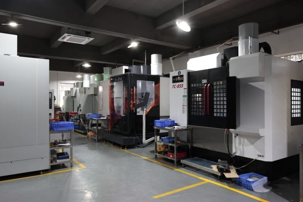 CNC machining centers on the shop floor