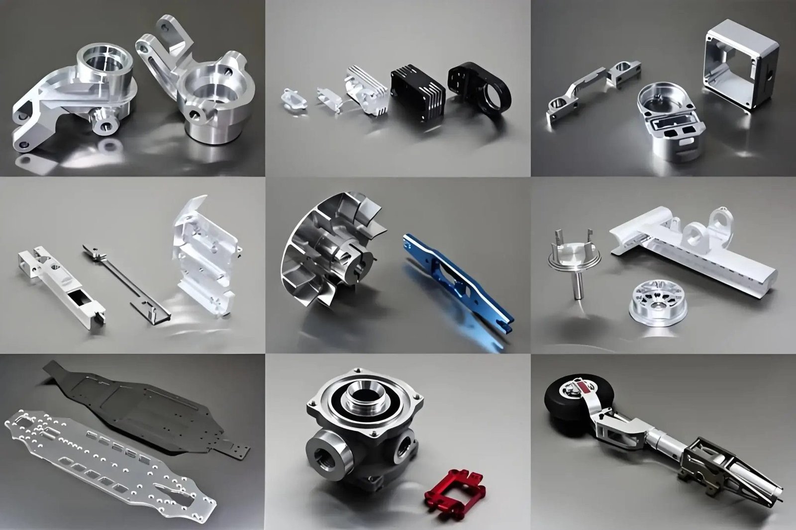 Collage of precision custom machined parts
