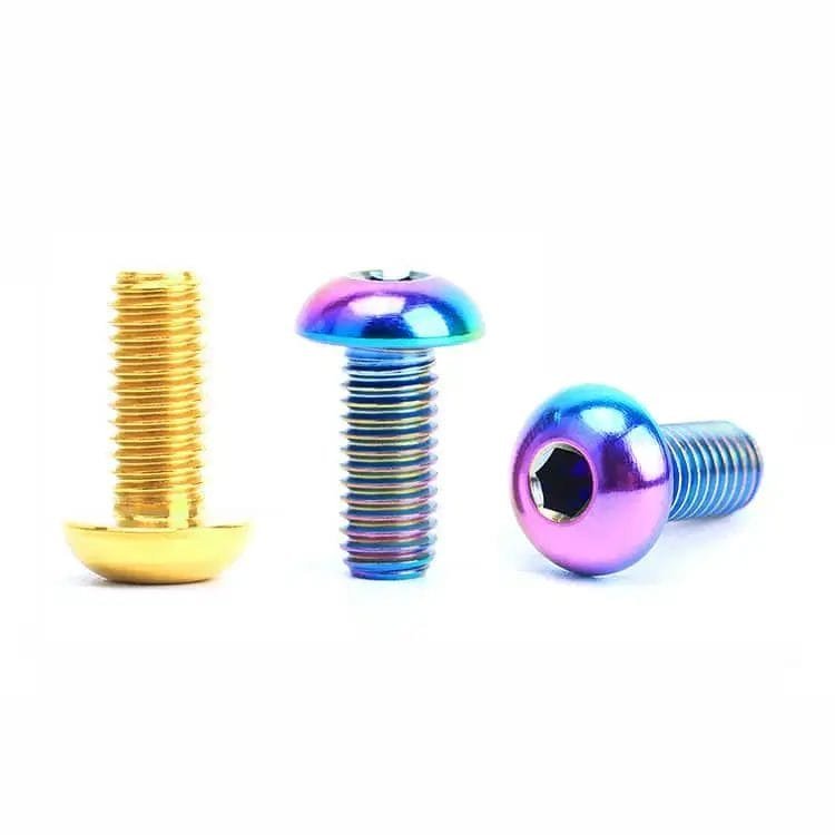 Anodized titanium screws