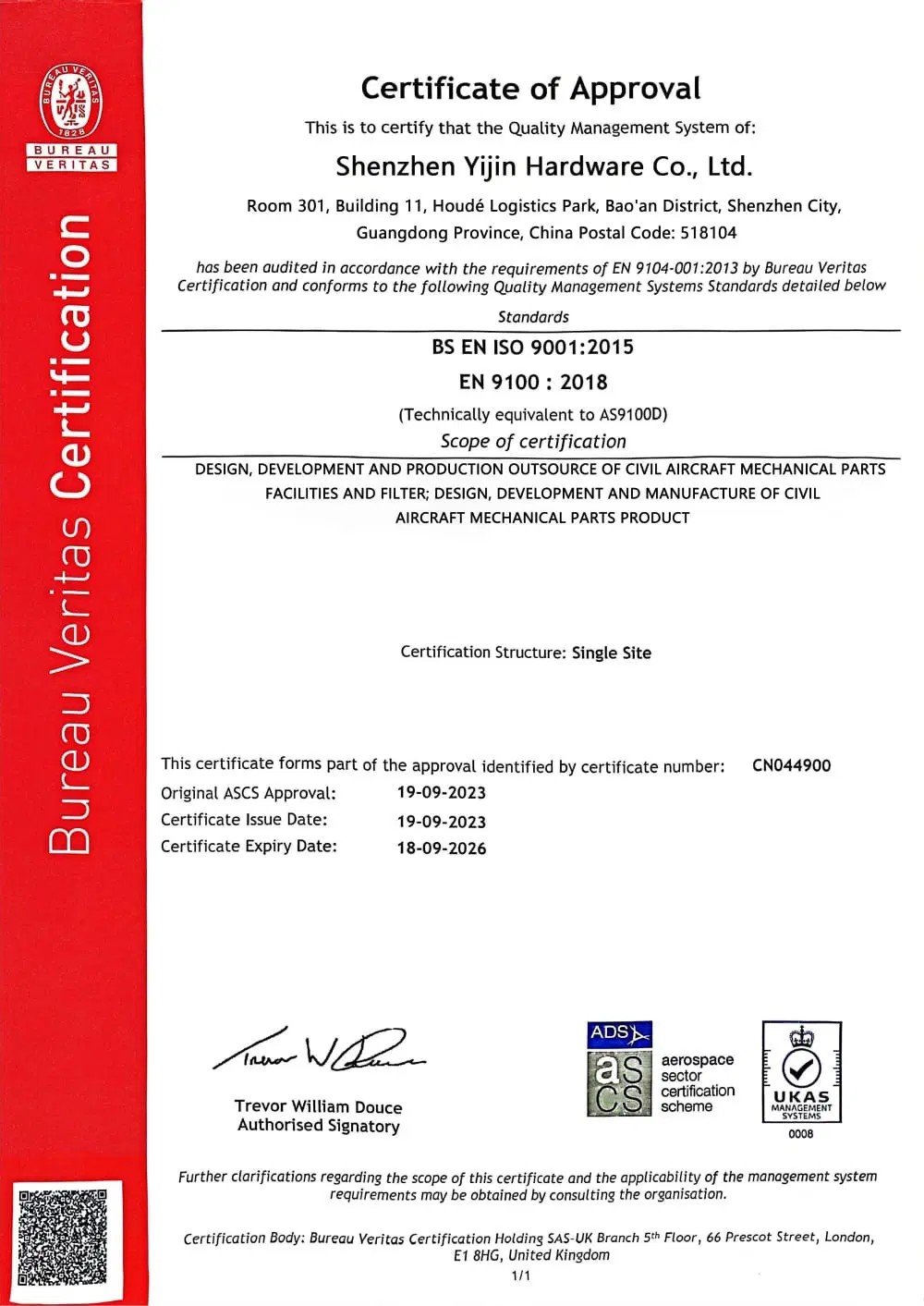 AS9100D Certification for Aerospace CNC Machining