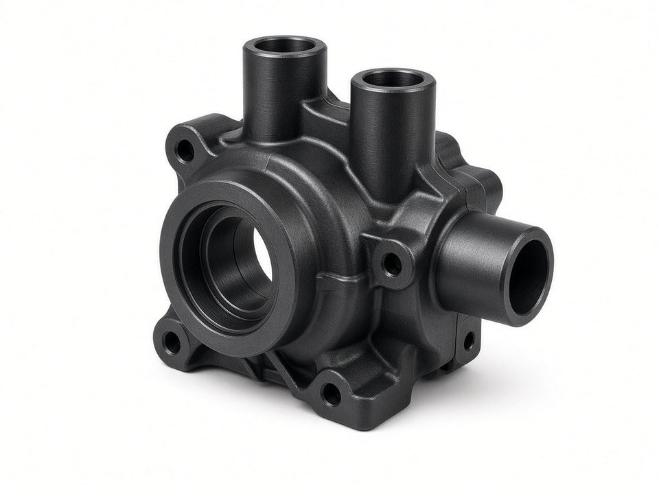 Machined PPS engineering plastic components on a CNC work area